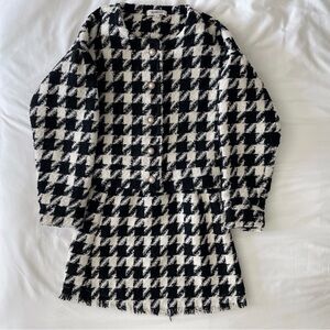 Black and white houndstooth girly jacket + skirt set